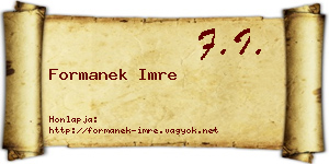 Formanek Imre névjegykártya